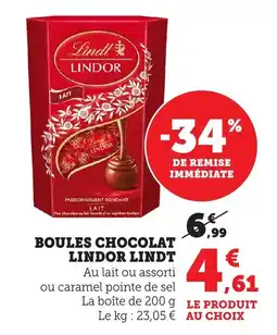 Maximarché Boules chocolat lindor lindt offre