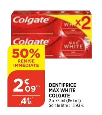 Bi1 Dentifrice max white colgate offre