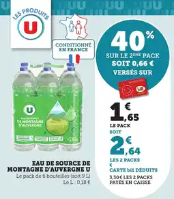 Bi1 Eau de source de montagne d'auvergne u offre