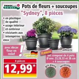 Norma POWERTEC GARDEN Pots de fleurs + soucoupes sydney, 8 pièces offre