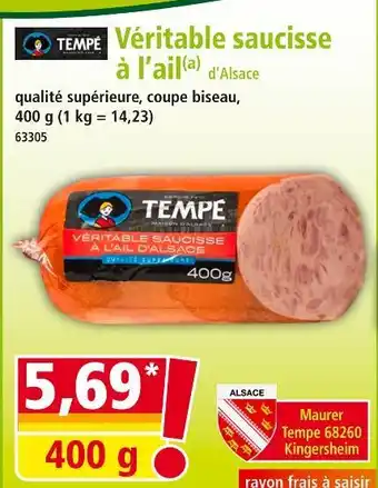 Norma TEMPÉ Véritable saucisse à l'ail d'Alsace offre