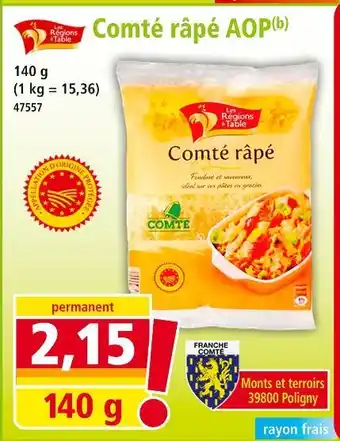 Norma LES REGIONS À TABLE Comté râpé AOP offre