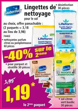 Norma SAUBERMAX Lingettes de nettoyage pour le sol offre