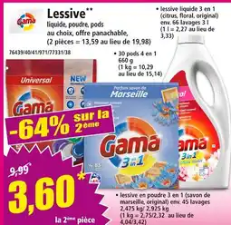 Norma GAMA Lessive liquide, poudre, pods offre