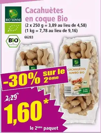 Norma Bio Sonne Cacahuètes en coque Bio offre