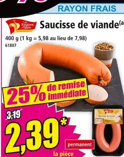 Norma Les Régions de Table Saucisse de viande offre