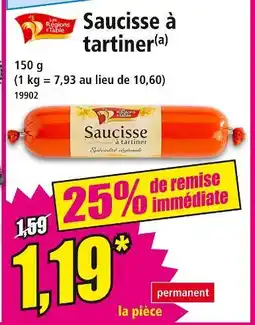 Norma La Région du Goût Saucisse à tartiner offre