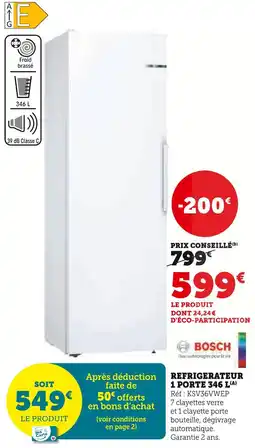 Hyper U Bosch Réfrigérateur 1 porte 346 L offre