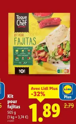 Lidl TOQUE DU CHEF Kit pour fajitas offre