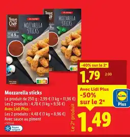Lidl TOQUE DU CHEF Mozzarella sticks offre
