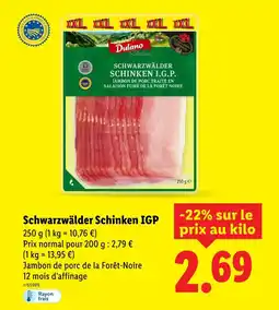 Lidl Dulano Selection Schwarzwälder Schinken IGP offre