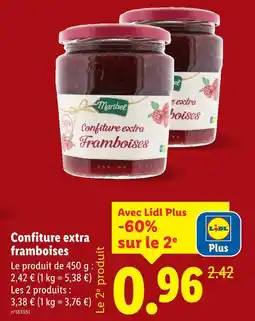 Lidl MARIBEL Confiture extra framboises offre