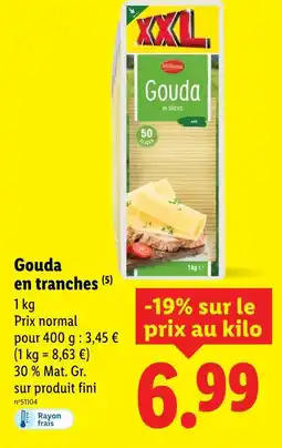 Lidl MILBONA Gouda en tranches offre
