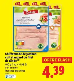 Lidl DULANO Chiffonnade de jambon cuit standard ou filet de dinde offre