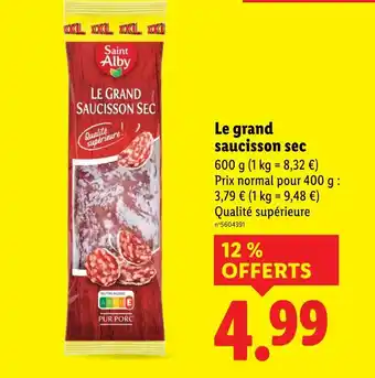 Lidl SAINT ALBY Le grand saucisson sec offre
