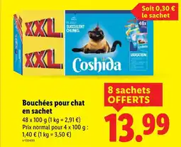 Lidl COSHIDA Bouchées pour chat en sachet offre