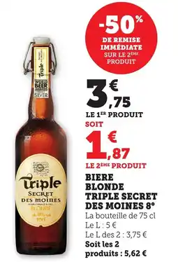 Bi1 Biere blonde triple secret des moines 8° offre