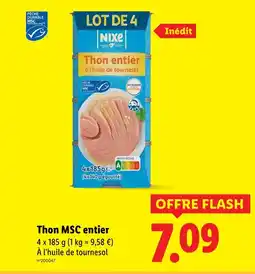 Lidl NIXE Thon MSC entier offre