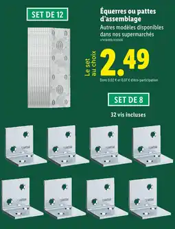 Lidl Parkside Équerres ou pattes d'assemblage offre