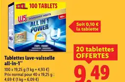 Lidl W5 Tablettes lave-vaisselle all-in-1 offre