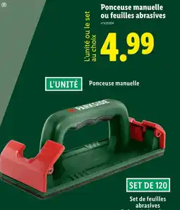 Lidl PARKSIDE Ponceuse manuelle ou feuilles abrasives offre