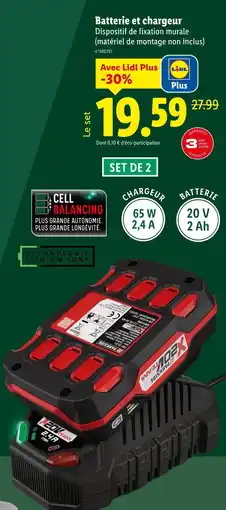 Lidl Parkside Batterie et chargeur offre