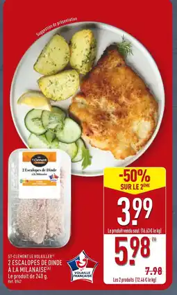 ALDI ST-CLÉMENT LE VOLAILLER 2 escalopes de dinde à la milanaise offre