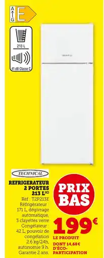 Super U TECHNICAL Réfrigérateur 2 portes 213 L offre