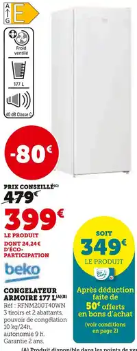 Super U BEKO Congélateur armoire 177 l offre