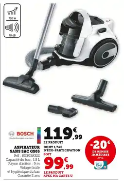 Super U BOSCH Aspirateur sans sac GS05 offre