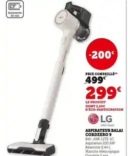 Super U LG Aspirateur balai cordzero 9 offre