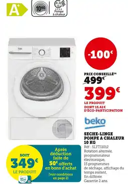 Super U BEKO Seche-linge pompe a chaleur 10 kg offre