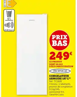 Super U TECHNICAL Congelateur armoire 187 l offre