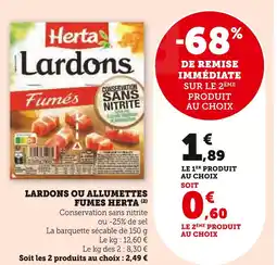 U Express HERTA Lardons ou Allumettes Fumés Herta offre