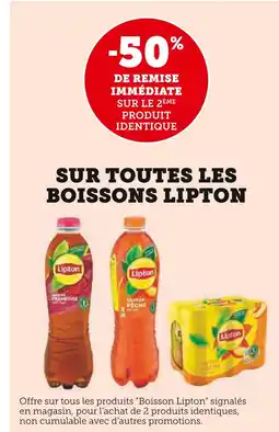 U Express Lipton -50% de remise immédiate sur le 2ème produit identique sur toutes les boissons Lipton offre