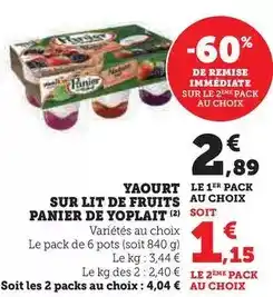 Hyper U Yoplait - yaourt sur lit de fruits panier offre