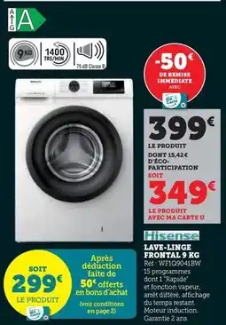 Hyper U Hisense - lave-linge frontal offre