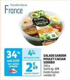 Auchan Sodebo - salade garden poulet caesar offre