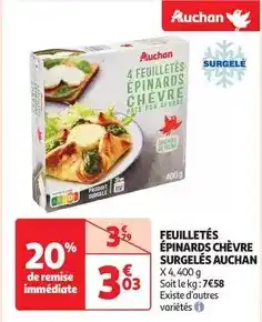 Auchan Auchan - feuilletés épinards chèvre surgelés offre