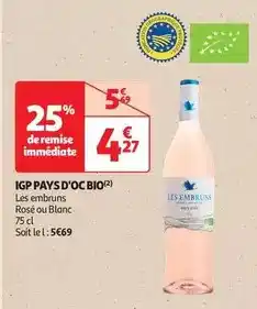 Auchan Les embruns - igp pays d'oc bio offre