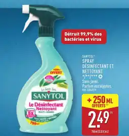 ALDI SANYTOL Spray désinfectant et nettoyant offre