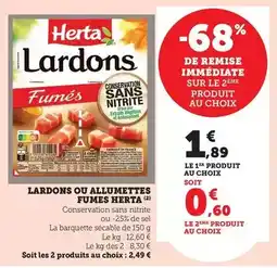Bi1 Herta - lardons ou allumettes fumes offre