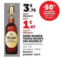 Bi1 Secret des moines - biere blonde triple 8 offre