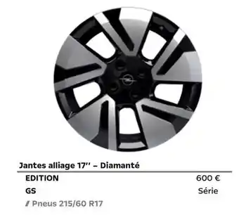 Jantes alliage 17 - diamanté edition gs