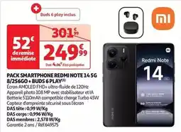 Auchan Xiaomi - pack smartphone redmi note 14 5g 8/256go + buds 6 play offre