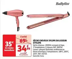 Auchan Babyliss - sèche cheveux 5913pe ou lisseur st913pe offre