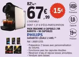 E.Leclerc L'or - pack machine a capsule l'or barista +50 capsules offre