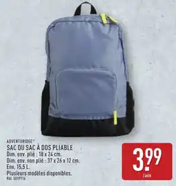 ALDI ADVENTURIDGE Sac ou sac à dos pliable offre