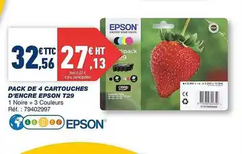 Bureau Vallée Pack De 4 Cartouches D'encre Epson T29 offre