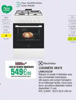 Extra ELECTROLUX Cuisinière mixte offre